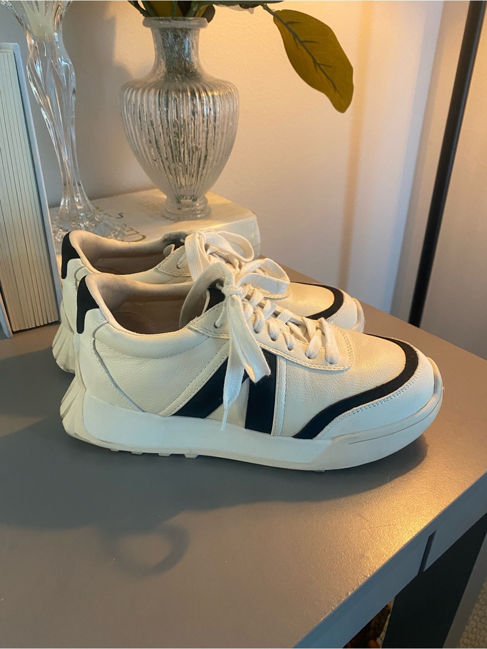 MIA White Sneakers with Black Trim